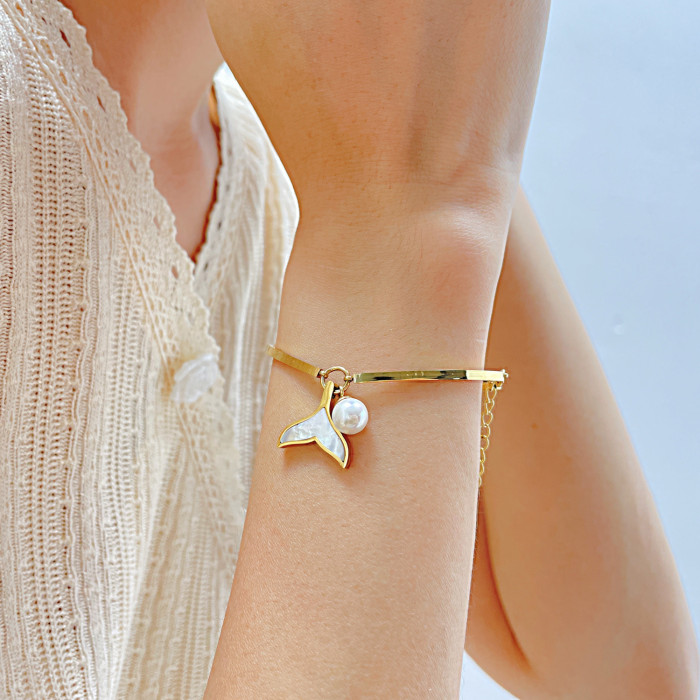 Jewelry Summer New Fishtail Shell Bracelet Fashion Stainless Steel Bracelet for Women