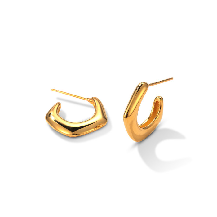 925 Silver Needle C- Shaped Irregular Earrings Stud Earrings Women's Fashion, 925 Sterling Silver