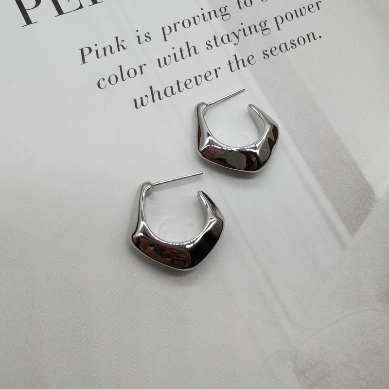 925 Silver Needle C- Shaped Irregular Earrings Stud Earrings Women's Fashion