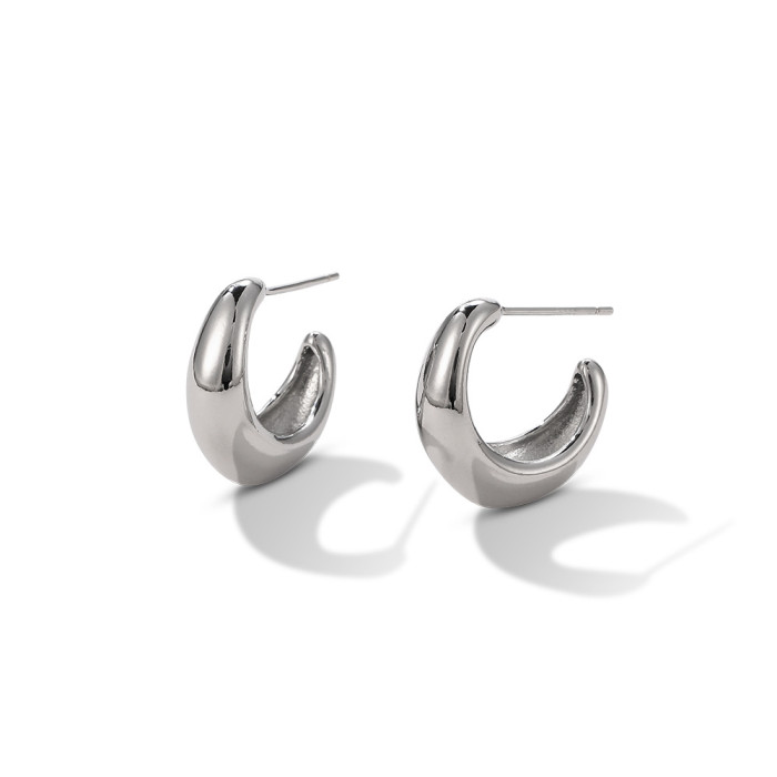 925 Silver Needle French Minimalist C- Shaped Semi-Circle Earrings Earrings Trendy Personality Stud Earrings