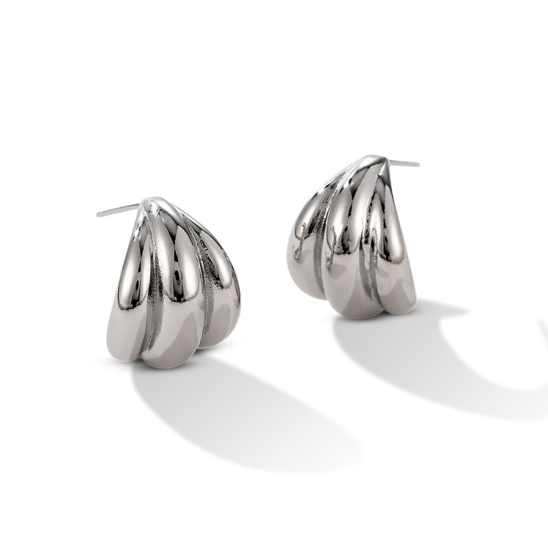 925 Silver Stud Earrings C- Shaped Design Trendy Earrings Copper Retro Golden Earrings