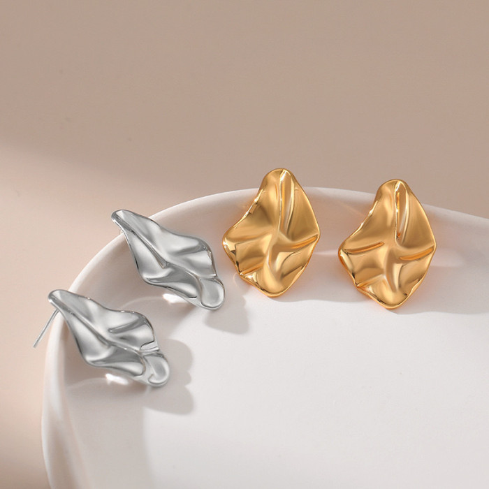 925 Silver Stud Earrings Irregular Concave and Convex Geometric Women's Ear Studs Earrings