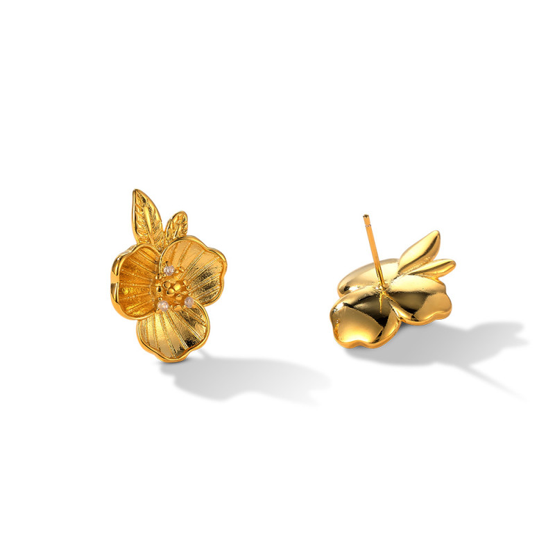 925 Silver Needle Vintage Gold Stud Earrings Vintage Flower Ornament Women