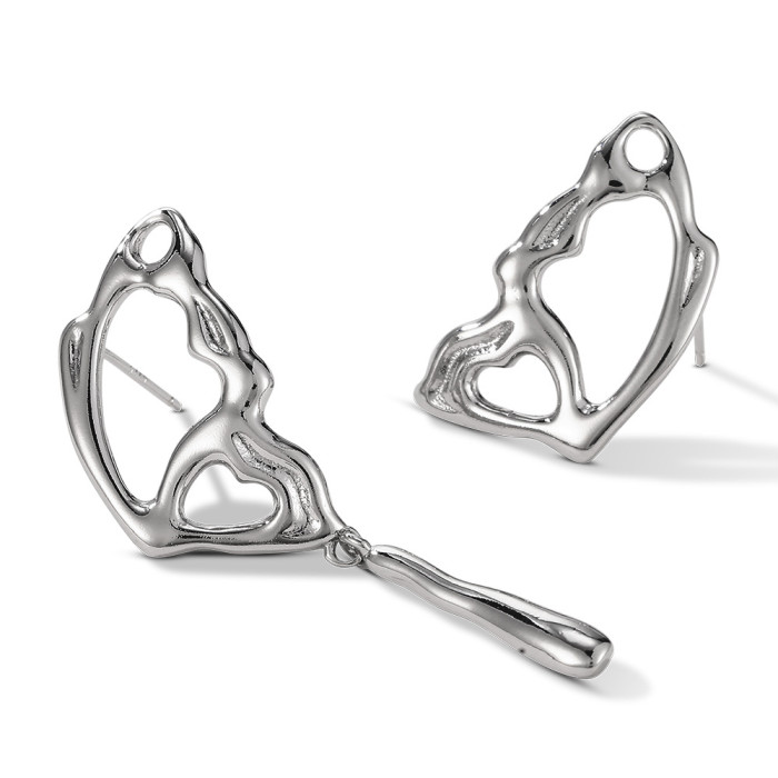 925 Silver Needle Plated with Real Gold Asymmetric Bow Stud  Earrings for Women