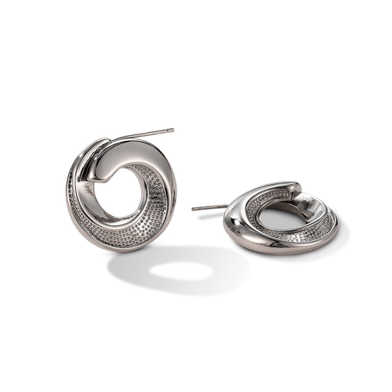 925 Silver Needle Fashion High-Profile Earrings Women's Retro Personalized Circle Stud Earrings