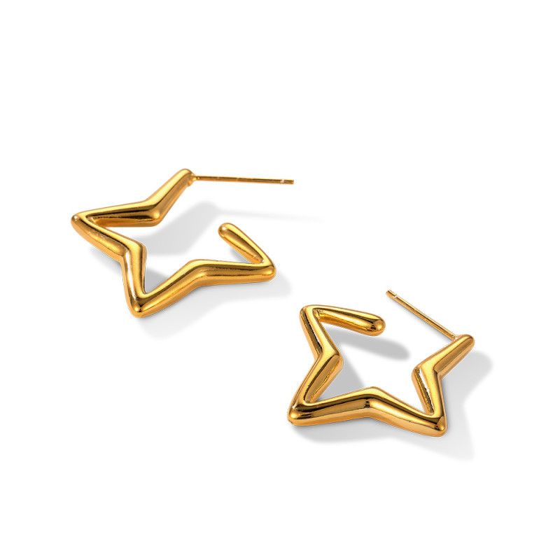 925 Silver Needle Star Ear Studs Real Gold Plating Irregular Design Refined and Simple Stud Earrings