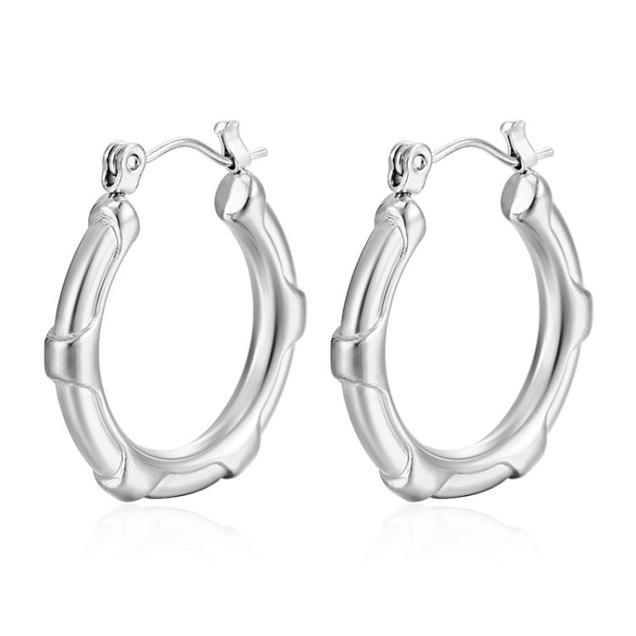 Elegant Round Earrings for Women Girls Luxury Stainless Steel Hoop Earrings Vintage Wedding Engagement Aesthetic Jewerly