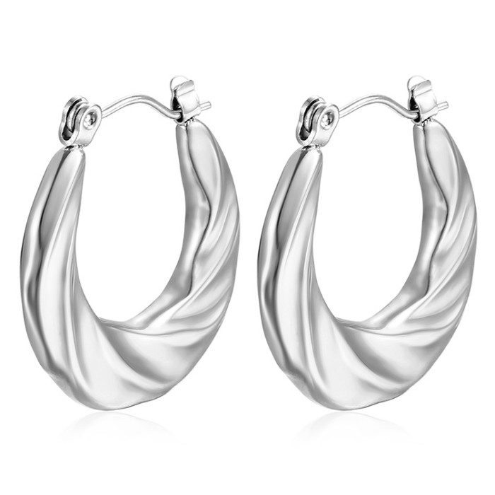 Elegant Round Earrings for Women Girls Luxury Stainless Steel Hoop Earrings Vintage Wedding Engagement Aesthetic Jewerly