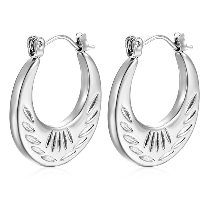 Elegant Round Earrings for Women Girls Luxury Stainless Steel Hoop Earrings Vintage Wedding Engagement Aesthetic Jewerly