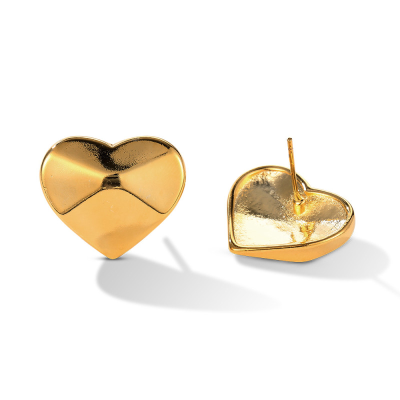 925 Silver Needle Fashion Simple Love Heart Stud Earrings Temperament Personality Stud Earrings
