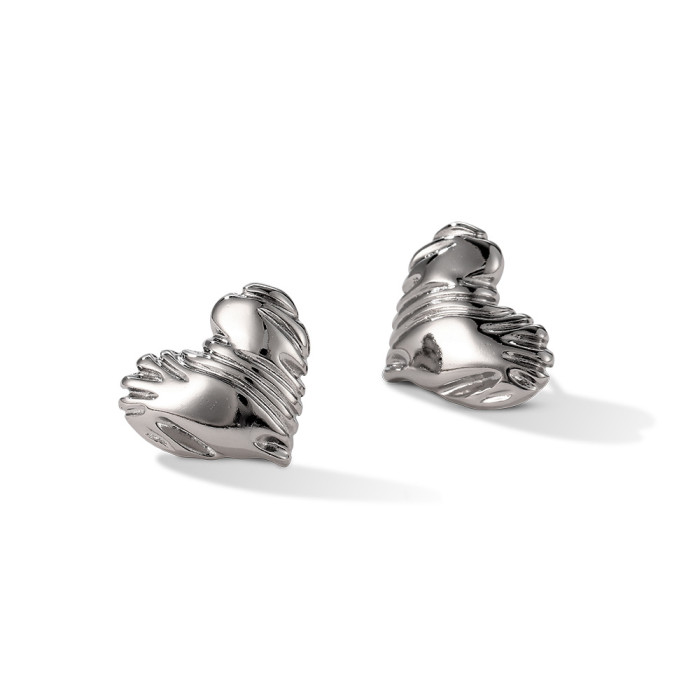 Love Heart Stud Earrings Fashion Temperament 925 Silver Pin Earrings