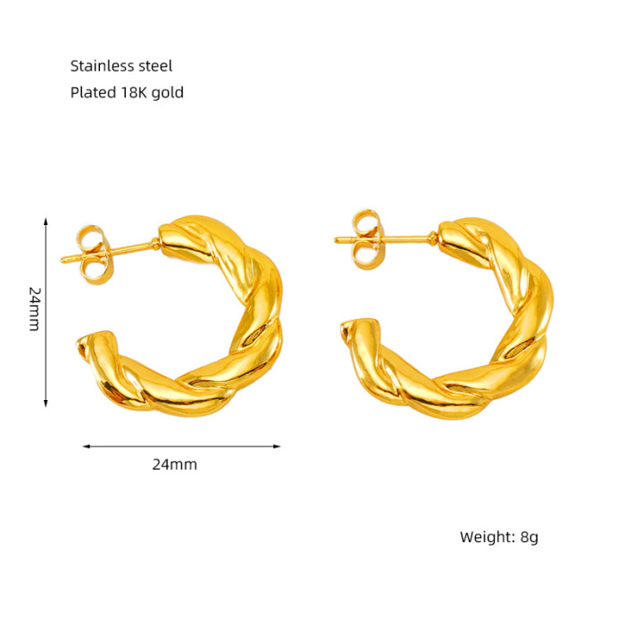 Stainless Steel Fashion Round Heart Shape Hoop Earrings for Women Gold Color Irregular Geometry Earring Jewelry Gifts
