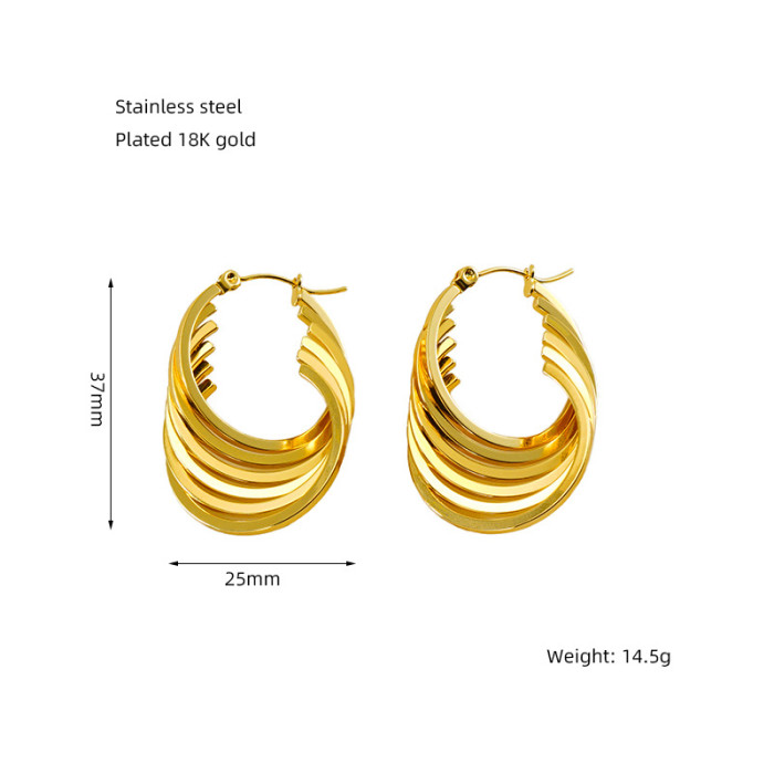 2023 Fashion Exaggerated Gold Earrings for Women Stainless SteelTwisted Vintage Hoop Earrings Jewelry Wedding Party Gifts