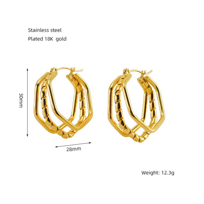 2023 Fashion Exaggerated Gold Earrings for Women Stainless SteelTwisted Vintage Hoop Earrings Jewelry Wedding Party Gifts