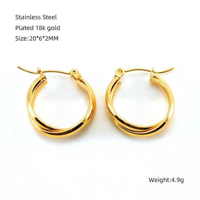 Fashion Multi-Layer C Shaped Hoop Earrings Women's Stainless Steel Personalized Earrings