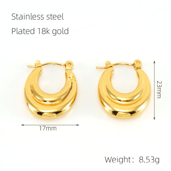 Stainless Steel Hoop Earrings Women Earrings Men Punk Hiphop Bijoux Gift Fashion Plated 18K Gold Jewelry Piercing Accessory