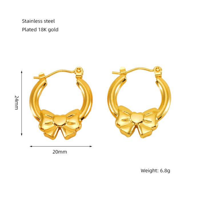 Stainless Steel Fashion Round Heart Shape Hoop Earrings for Women Gold Color Irregular Geometry Earring Jewelry Gifts