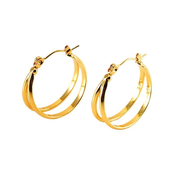 Fashion Multi-Layer C Shaped Hoop Earrings Women's Stainless Steel Personalized Earrings