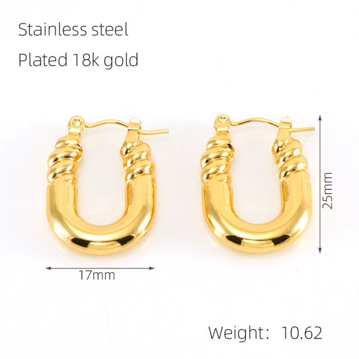 Twisted Hoop Earrings for Women Gold Plated Stainless Steel Twist Ear Buckle Stackable Circle Hoops Party Jewelry