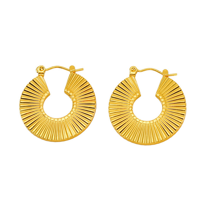 Titanium Steel Twists Hoop Earring for Women Simple  Hyperbole Gold Color Metal Ear Jewelry Gift Accessories