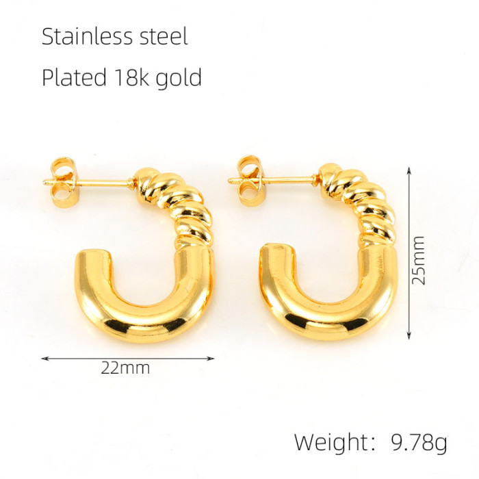 Twisted Hoop Earrings for Women Gold Plated Stainless Steel Twist Ear Buckle Stackable Circle Hoops Party Jewelry