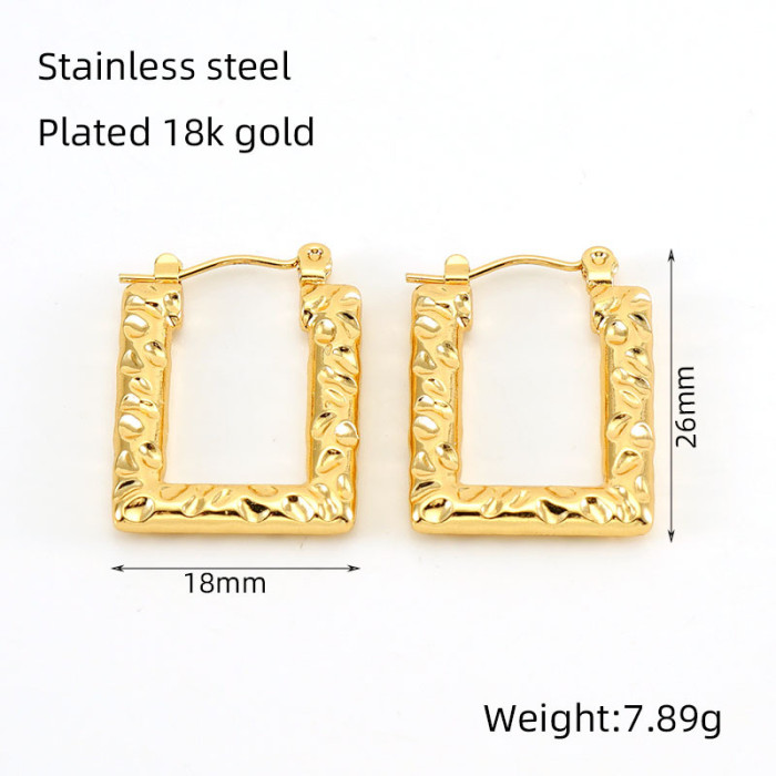 Creative Design Gold Color Stainless Steel Hoop Earrings for Women Punk Irregular C Shape Cuff Earrings Gifts Fashion Jewelry
