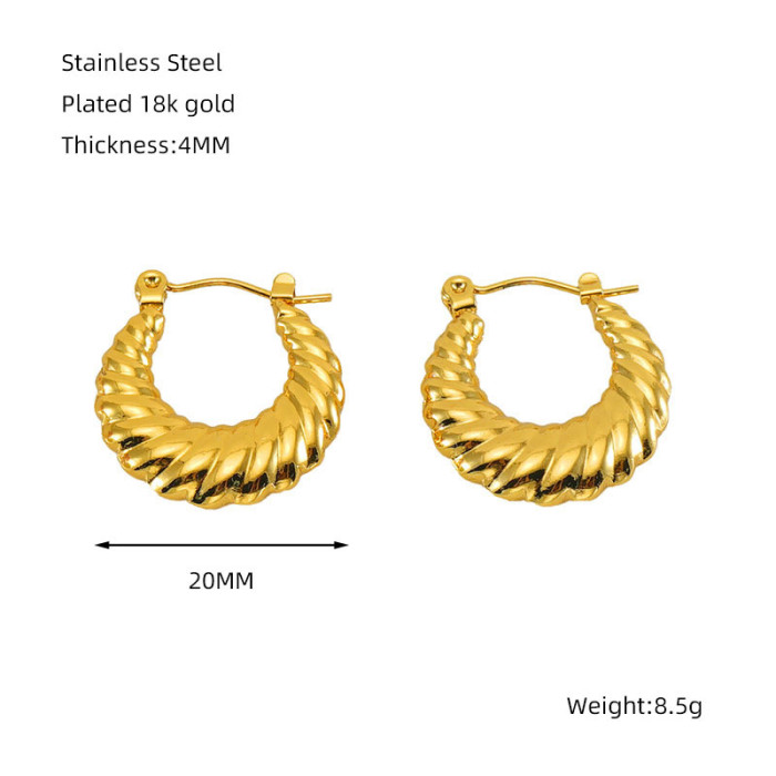 hreaded Hoop Earrings Stainless Steel Jewelry Twist Piercing Earrings Women's Fashion Jewelry Gift
