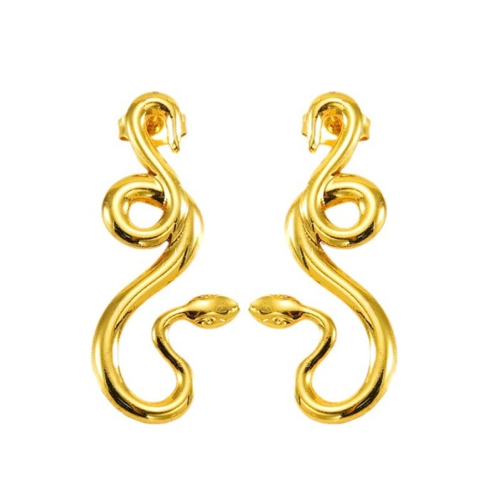 Vintage Stud Snake Earrings for Women Statement BambooTwist Metal Ear Buckle Gold Plated Stainless Steel Jewelry