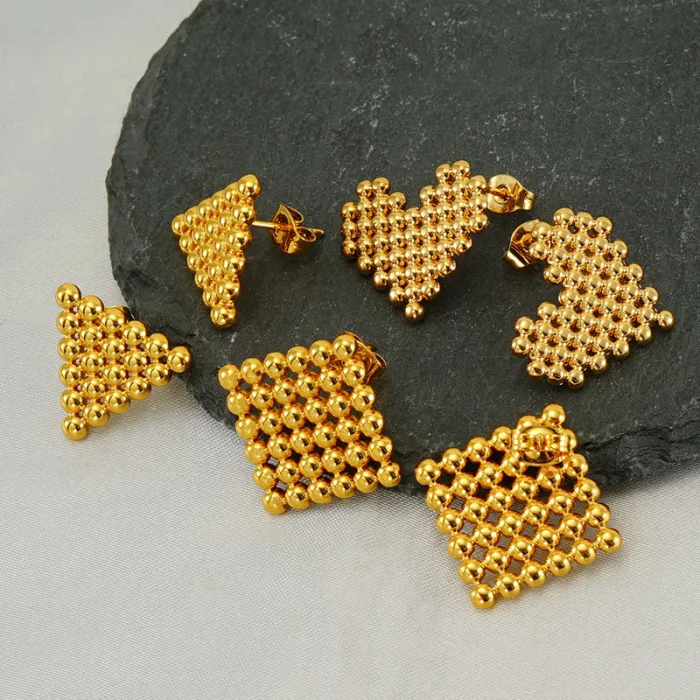 Stainless Steel Embossing Ear Studs Earring Posts for Earrings Piercing Jewelry