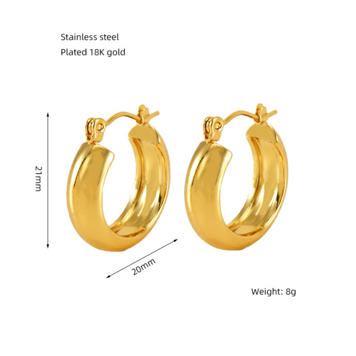 Classic Stainless Steel Smooth Hoop Earrings For Woman Fashion Korean Jewelry Temperament Girl's Daily Wear Earrings
