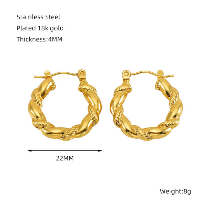 hreaded Hoop Earrings Stainless Steel Jewelry Twist Piercing Earrings Women's Fashion Jewelry Gift