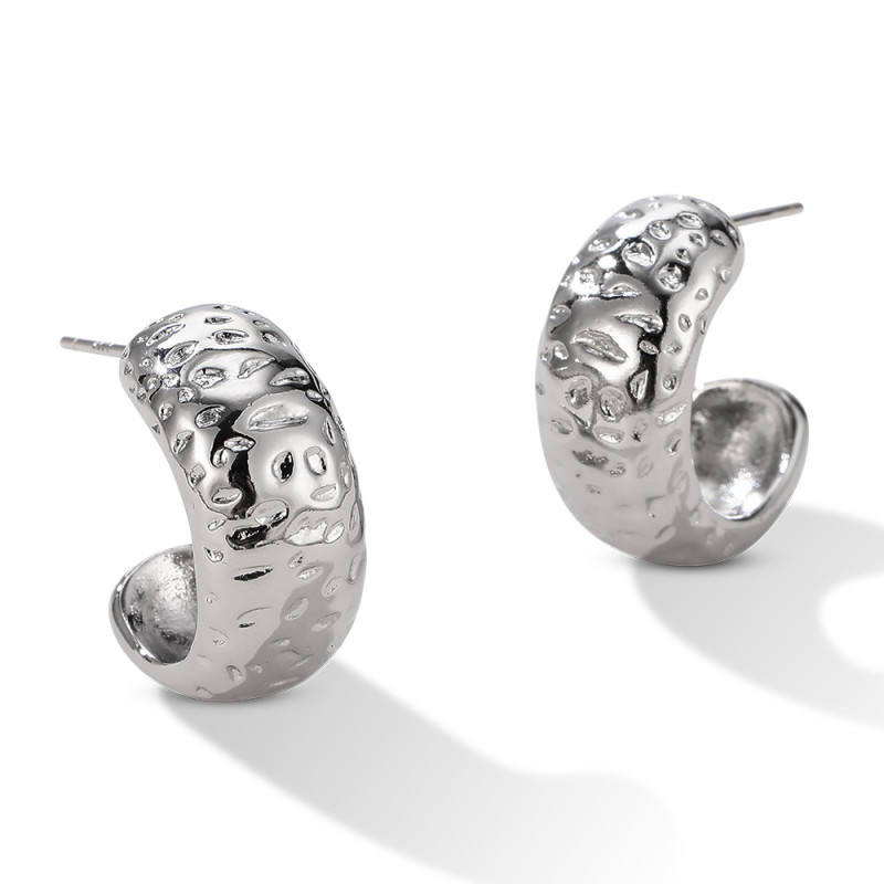 925 Sterling Silver Pin Ear Buckle Hoop Earrings For Women Simple C Buckle Earrings Round Circle Earrings