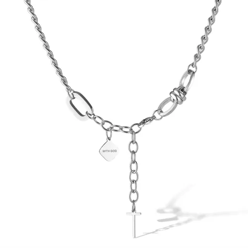 Jewelry Factory Fashion Hip Hop Personality Design Stainless Steel Cross Pendant Cuban Chain Necklace