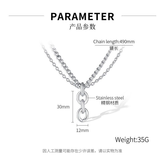 Jewelry Factory Personalized High-Grade Stainless Steel Creative Circle Ring Buckle Multi-Layer Necklace