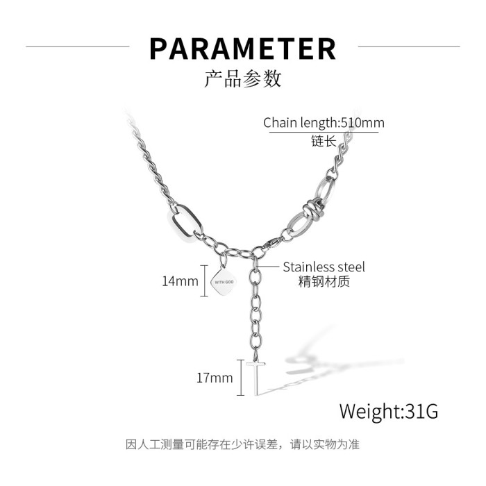 Jewelry Factory Fashion Hip Hop Personality Design Stainless Steel Cross Pendant Cuban Chain Necklace
