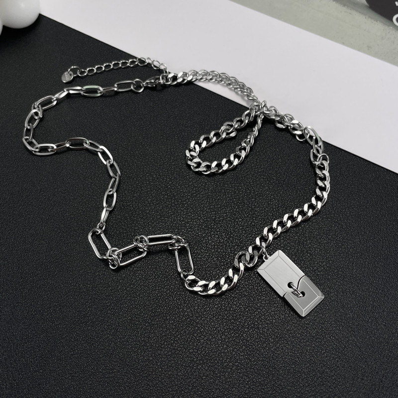Jewelry Factory Fashion Street Hip Hop Design Stainless Steel Broken Brand Pendant Unisex Necklace