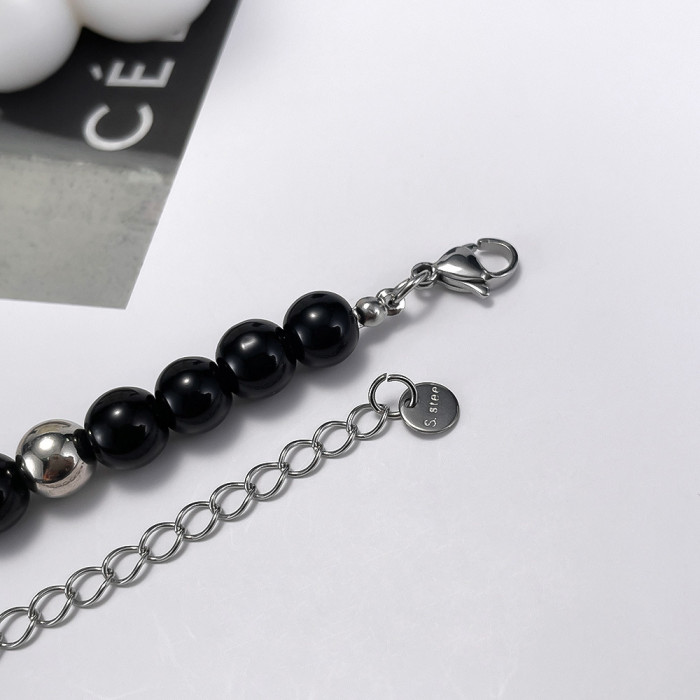 Ornament Factory Fashion Premium Black Beaded Sweater Chain Personality Tassel Men's and Women's Necklaces