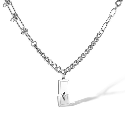 Jewelry Factory Fashion Street Hip Hop Design Stainless Steel Broken Brand Pendant Unisex Necklace