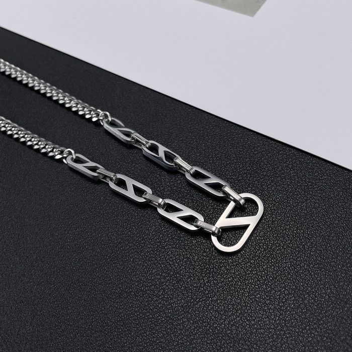 Jewelry Factory New Fashion Hip Hop Creative Stainless Steel Geometric Gender-Free Men's and Women's Necklace