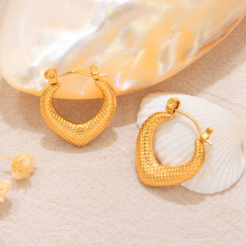 Stainless Steel Cute Hollow Big Heart Hoop Earrings for Women Gold  Simple LOVE Trendy Romantic Jewelry Gifts