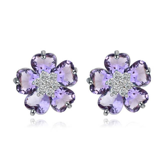 Korea Style Fashion Rhinestone  AAA Zircon Small Flower Stud Earrings for Girls Party Wedding Luxury Jewelry