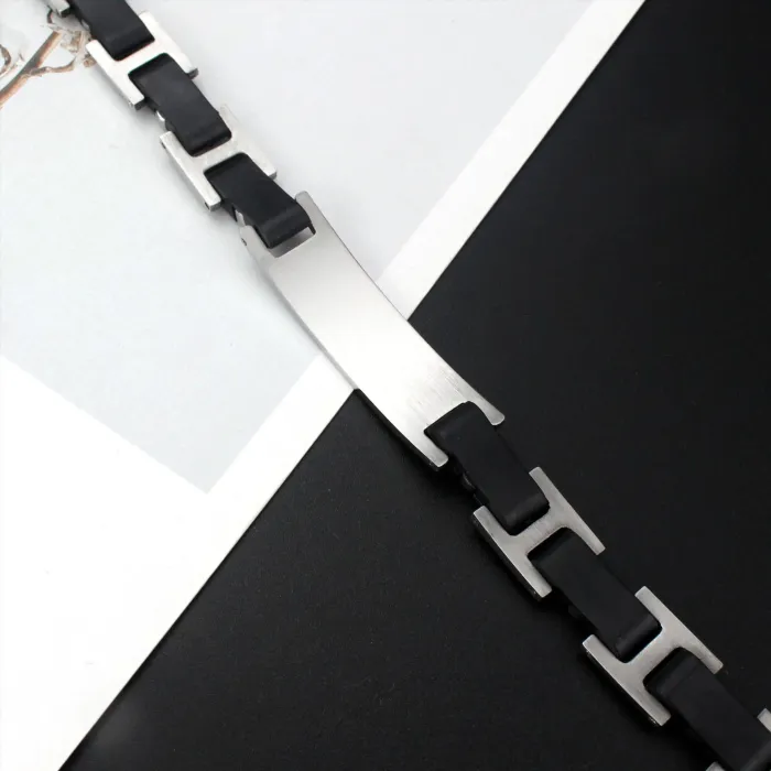 Stainless Steel Cross Fashion Men's Silicone Titanium Steel Bracelet