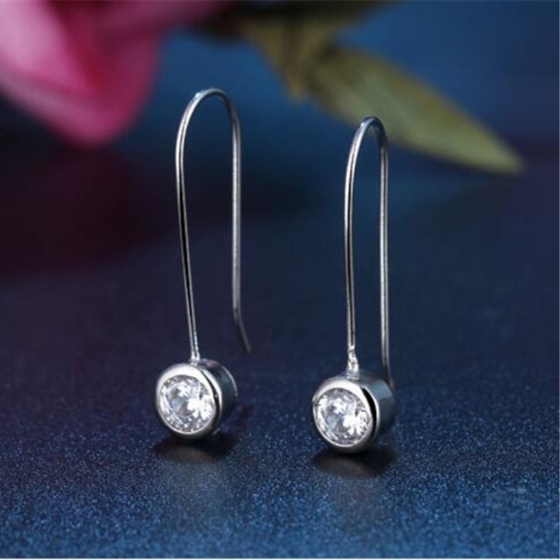 Crystal Drop Earrings  Bling Bling Cubic Zirconia Temperament Women Earrings High Quality Silver Color Trendy Jewelry