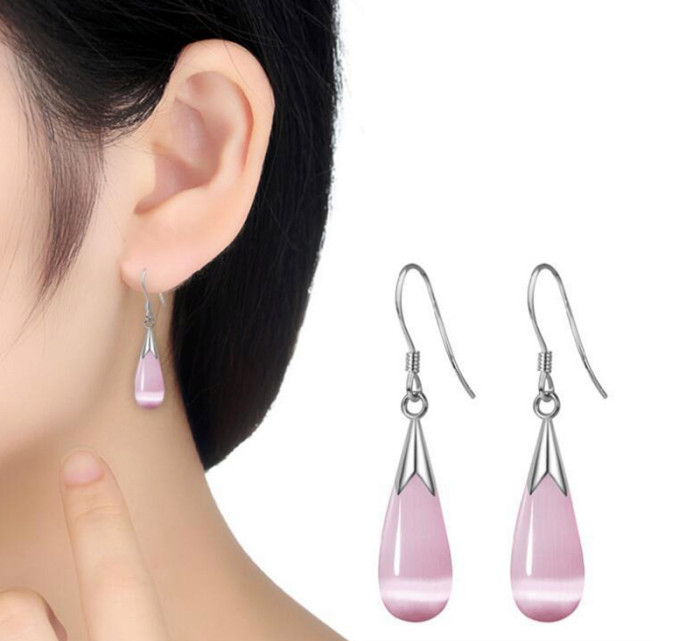 Trendy Pink Stone Dangle Earrings for Women Elegant Fashion Design Drop Earrings Engagement Accessories