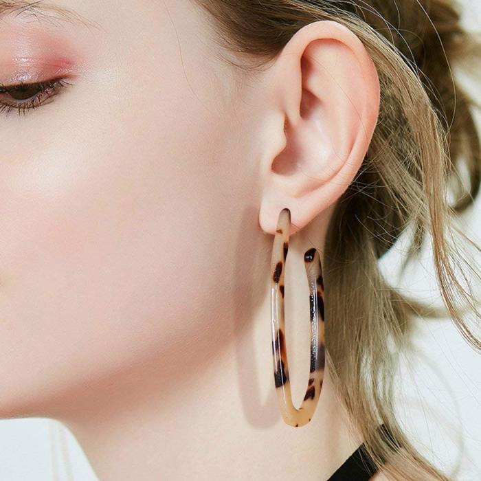 Long Big U-Shaped Acetate Acrylic Fashion Drop Hoop Earrings for Women