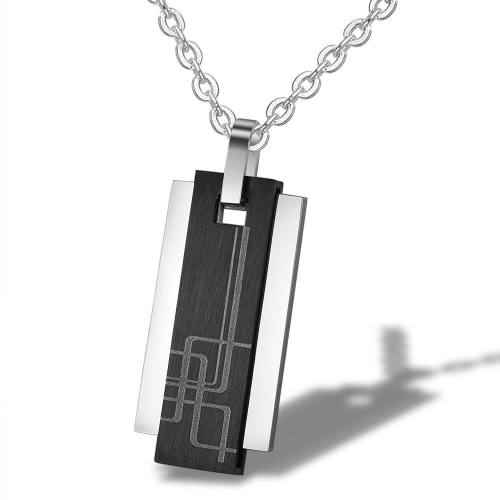 Simple Creative Men's Titanium Steel Stainless Steel Square Brand Pendant Necklace