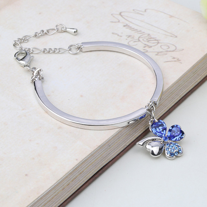 Crystal Four Leaf Clover Bracelet Jewelry Women Valentine's Day Gift