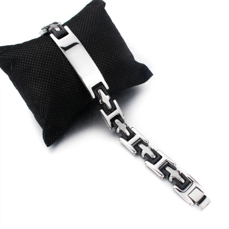 Stainless Steel Cross Fashion Men's Silicone Titanium Steel Bracelet