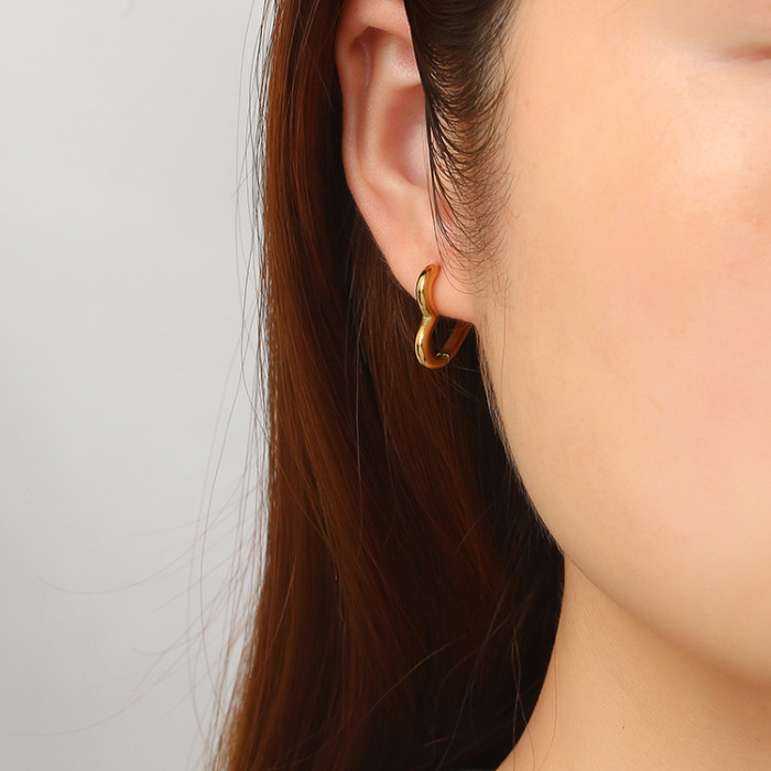 Minimalist Gold Color Stainless Steel Heart Earrings for Women Girl Simple Punk Hoop Earrings Piercing Korean Jewelry