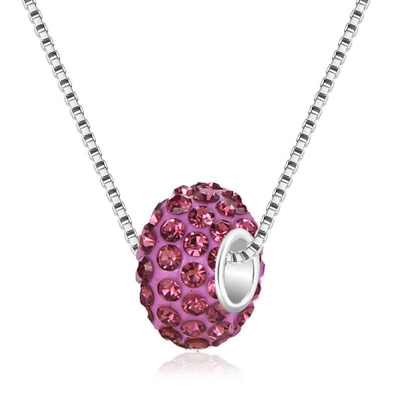 Shambhala  Polymer Clay Large Hole Beads Rhinestone Ball Pendant Venice Chain Fashion Necklace